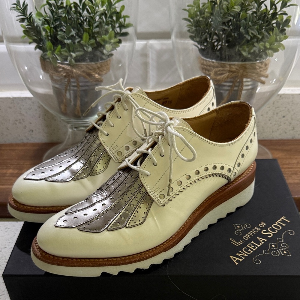 Angela Scott Women's Cream and Silver Loafers
